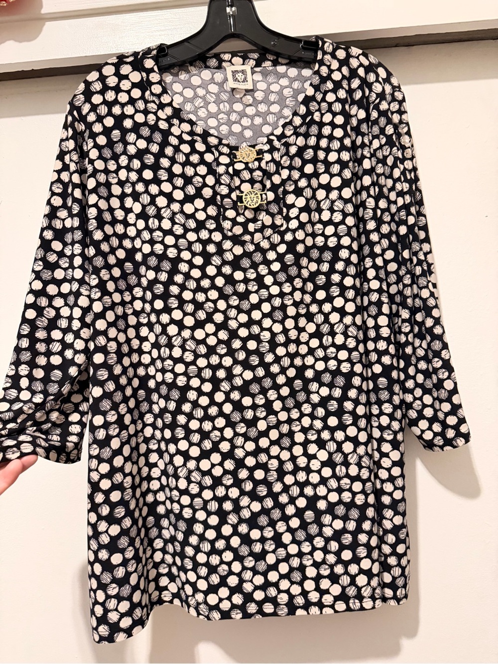 Anne Klein Black and White Polka Dot Blouse